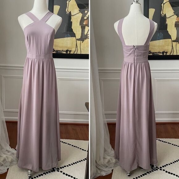 LuLu’s Air of Romance Dusty Lavendar Taupe Maxi Dress S - Picture 1 of 9